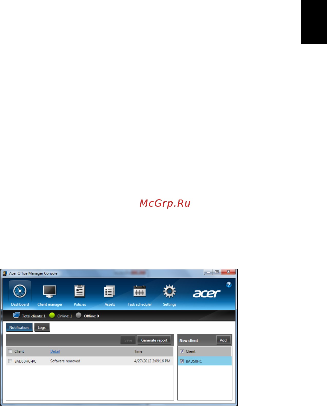 Acer TRAVELMATE P453-MG [1509/2742] Nadzorna plošča