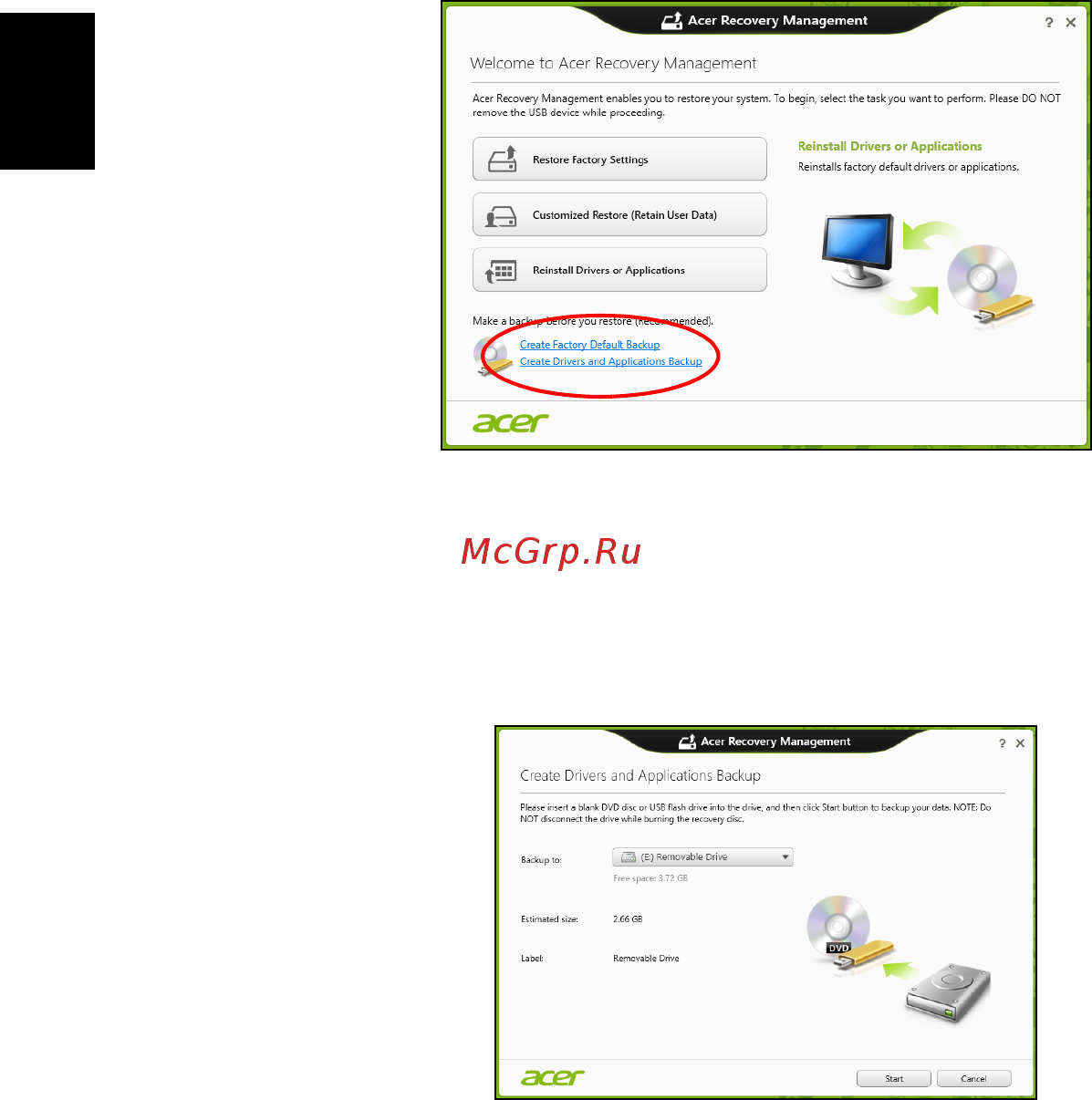 Acer TRAVELMATE P453-MG [2068/2742] Tvarkyklių ir programų atsarginių kopijų kūrimas