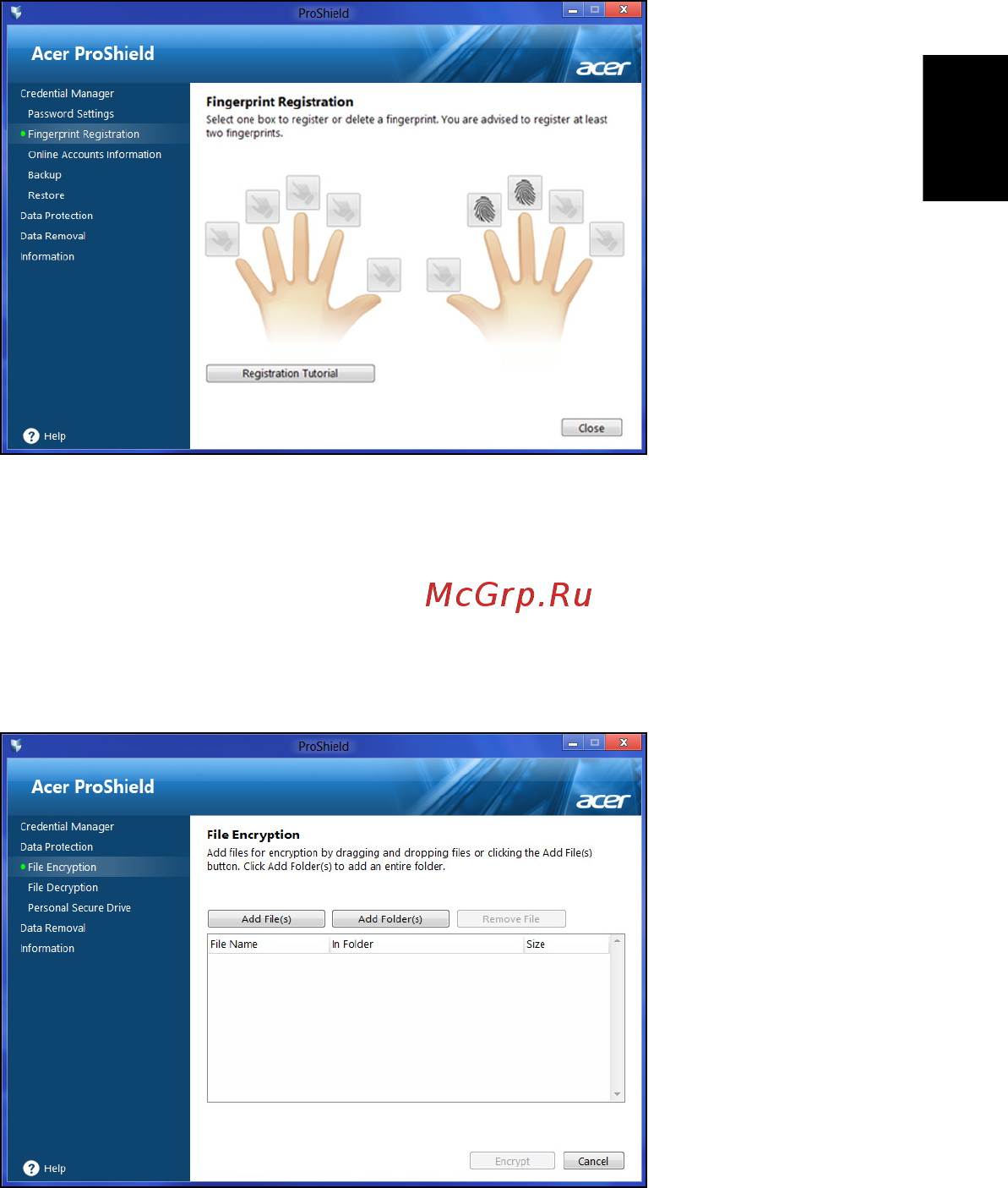 Acer TRAVELMATE P453-MG [2585/2742] Perlindungan data