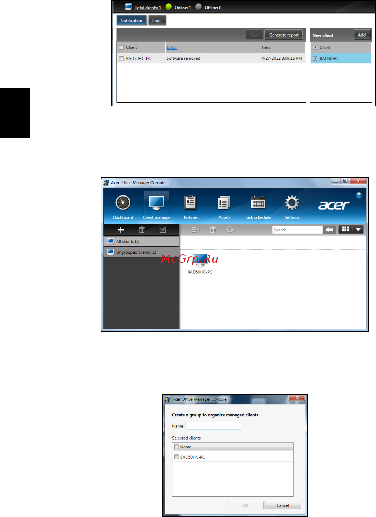 Acer TRAVELMATE P253-MG [1234/2736] Kliens kezelő