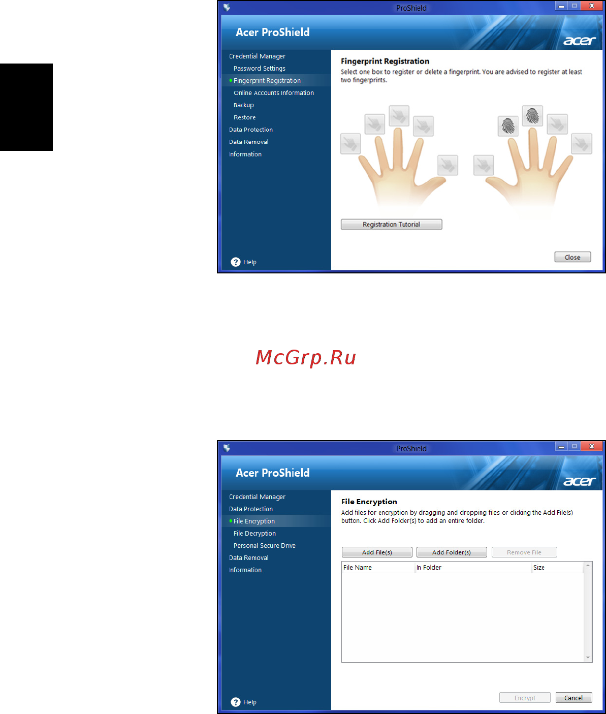 Acer TRAVELMATE P253-MG [1596/2736] Zaštita podataka