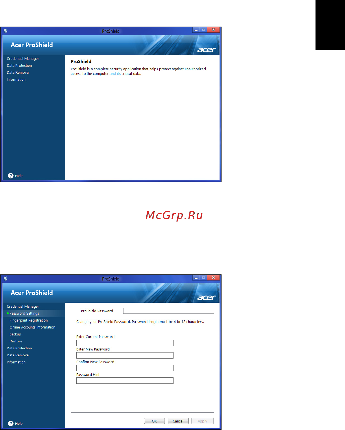 Acer TRAVELMATE P253-MG [2333/2736] 자격 증명 관리자