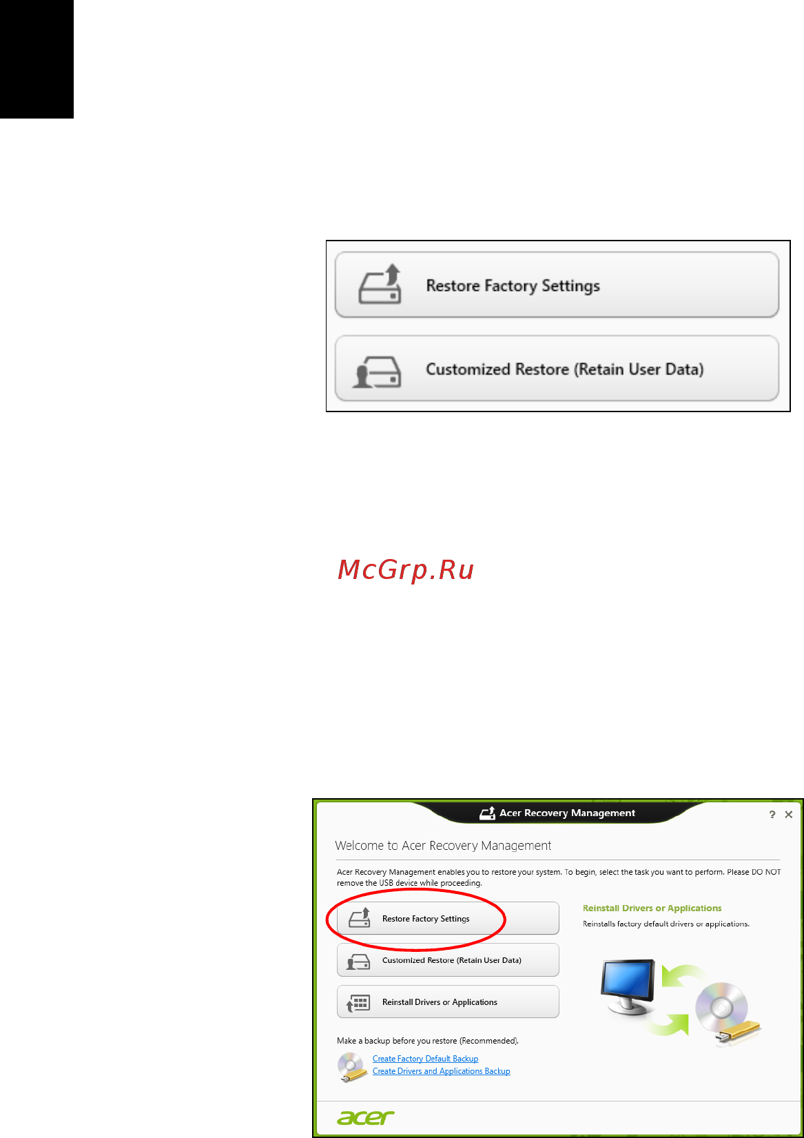 Acer TRAVELMATE P253-MG [2432/2736] 從 windows 復原