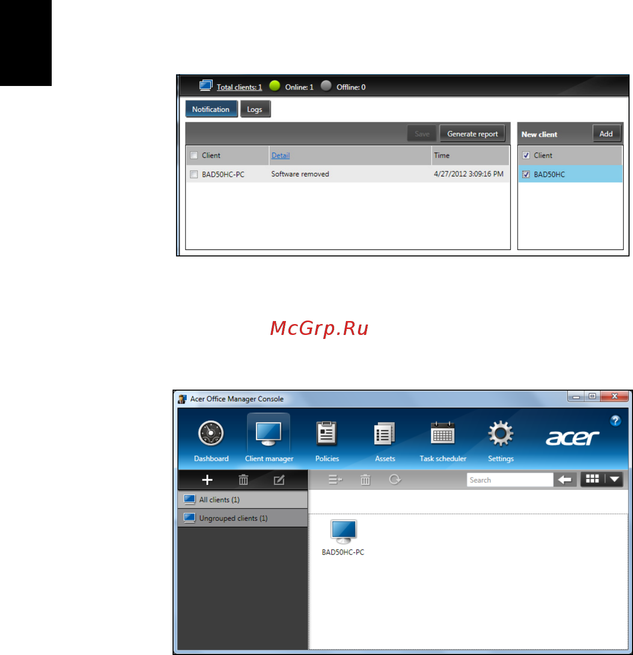 Acer TRAVELMATE P253-MG [2582/2736] Manajer klien