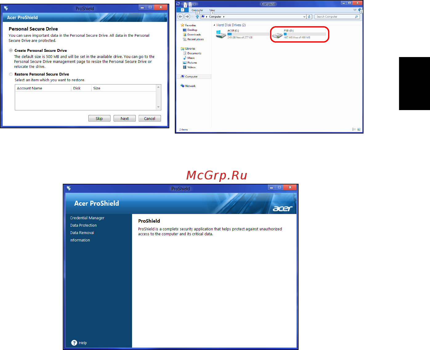 Acer TRAVELMATE P253-MG [313/2736] Unità personale sicura