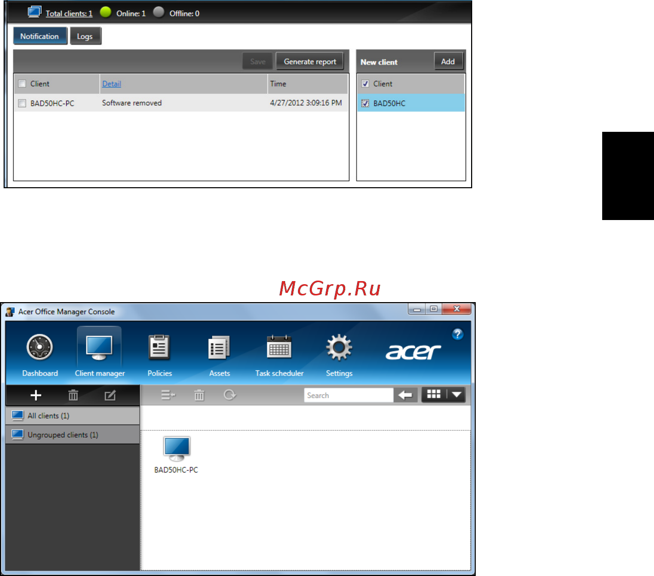 Acer TRAVELMATE P253-MG [773/2736] Klient manager