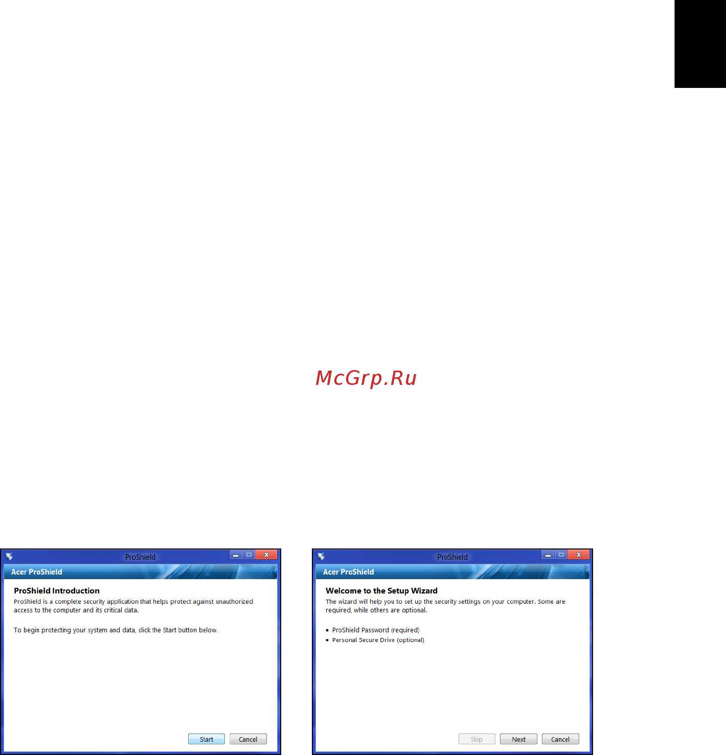 Acer TRAVELMATE P253-MG [857/2736] Acer proshield endast för utvalda modeller