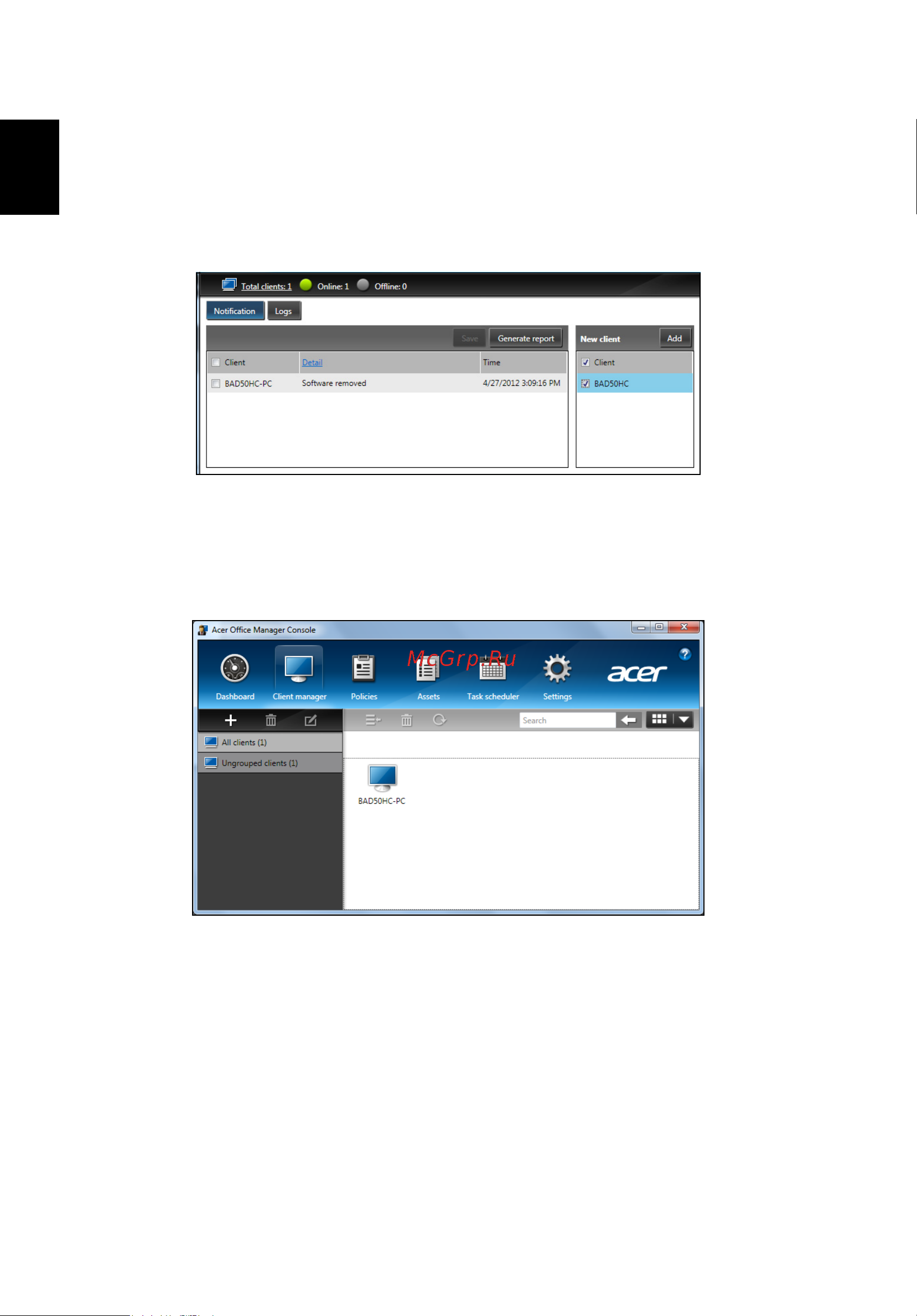 Acer TRAVELMATE P253-E [120/2736] Gestionnaire de client