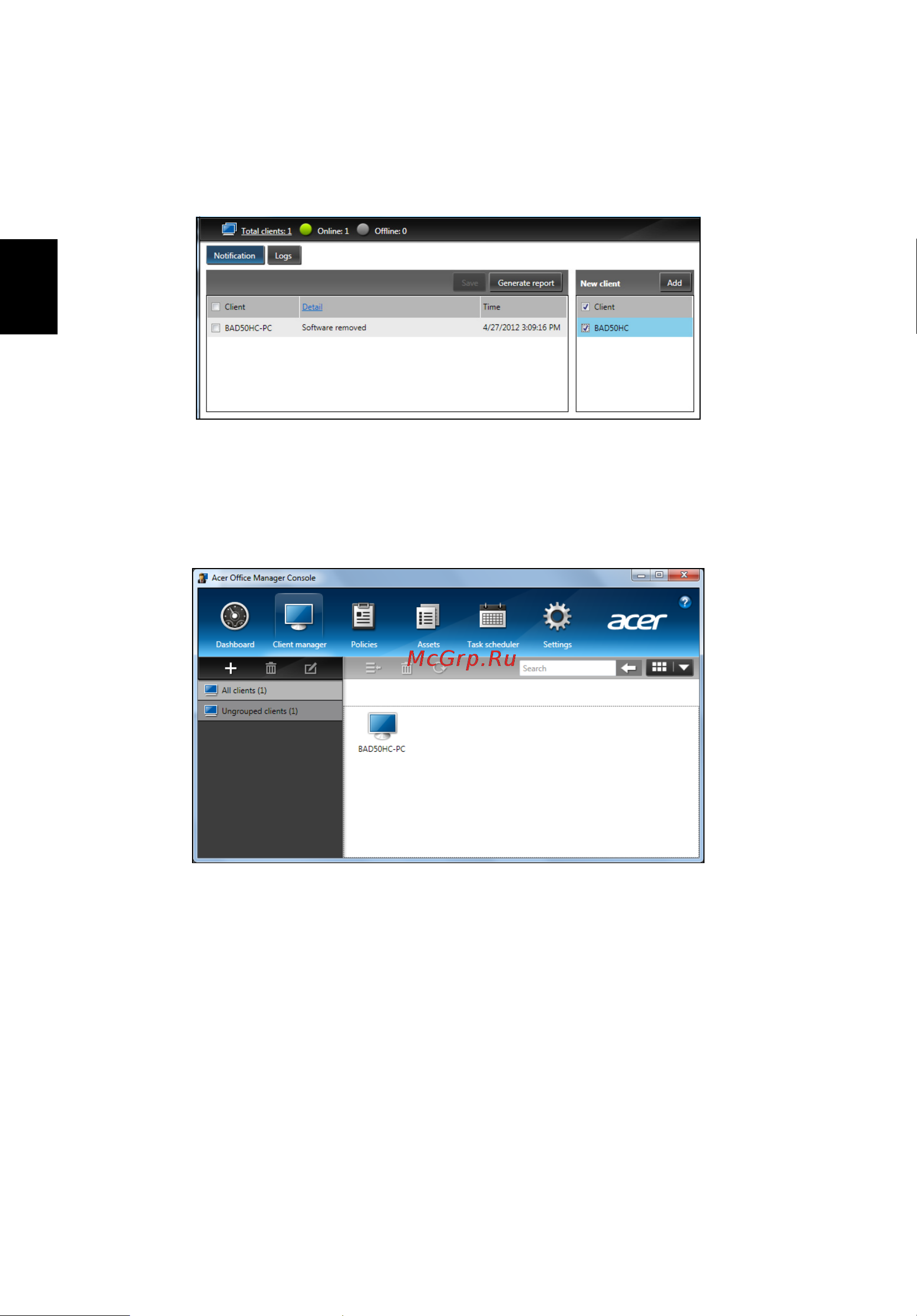 Acer TRAVELMATE P253-E [1692/2736] Manager clienţi