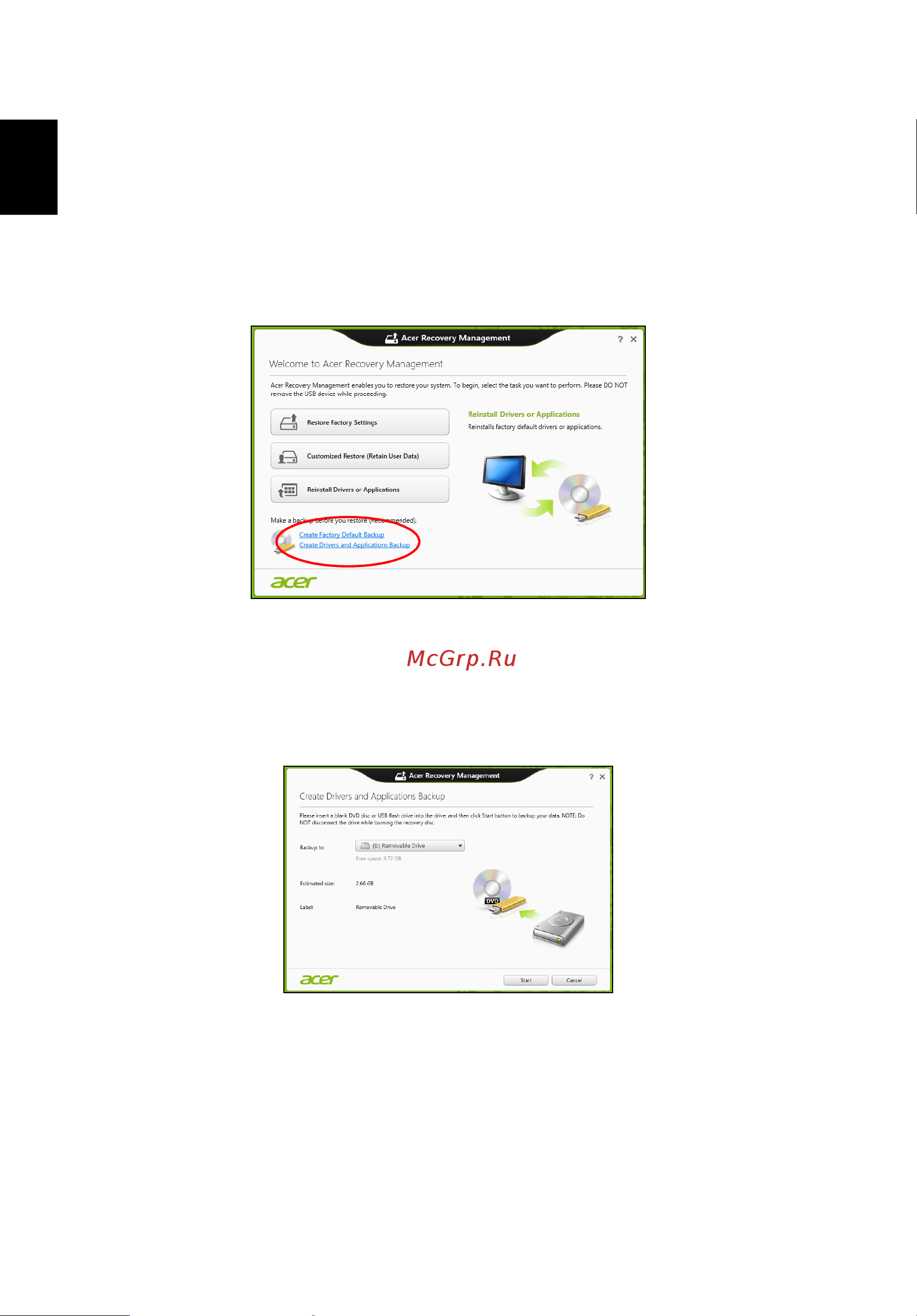 Acer TRAVELMATE P253-E [2256/2736] Sürücüler ve uygulamalar yedeği oluşturma
