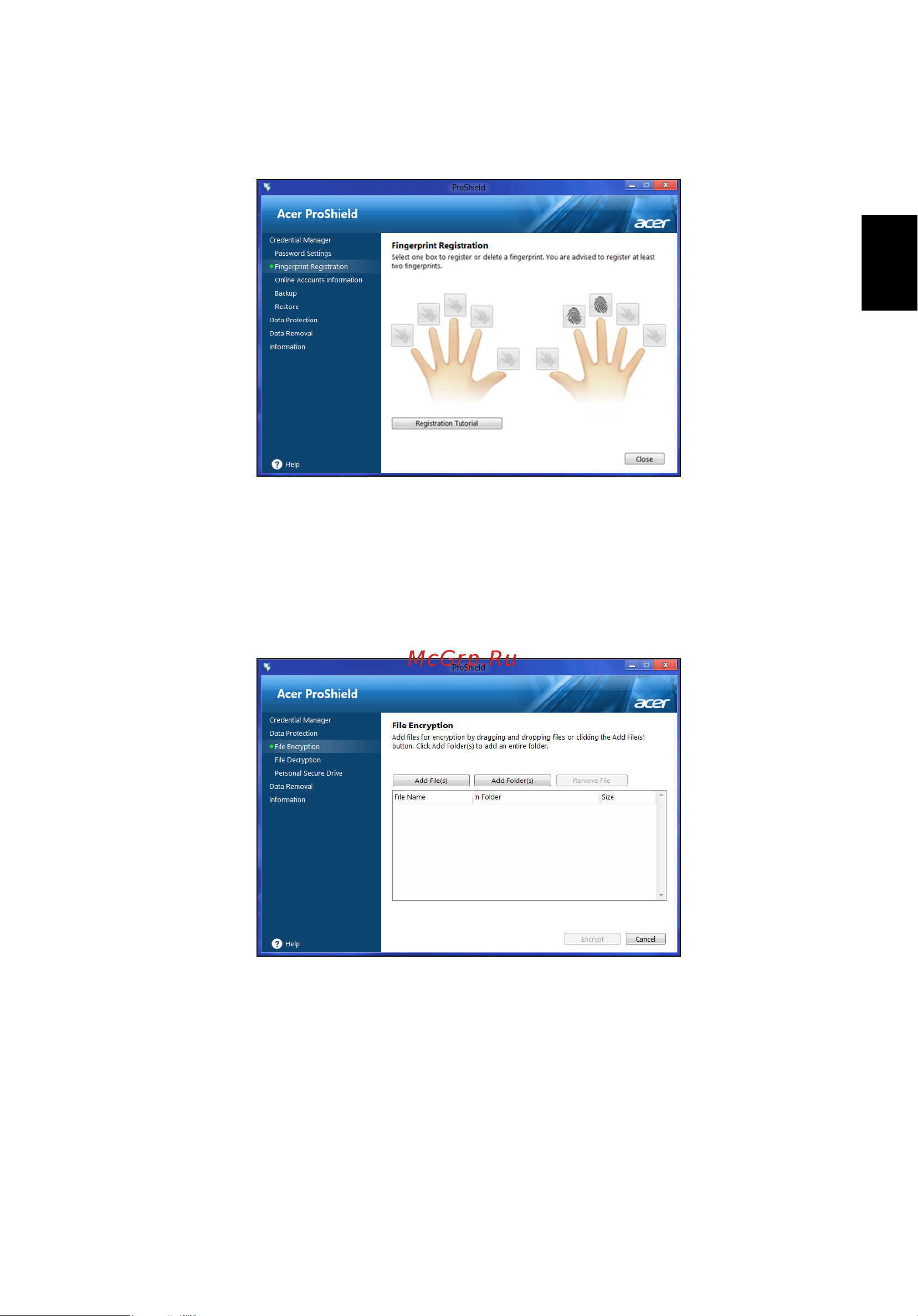 Acer TRAVELMATE P253-E [2579/2736] Perlindungan data