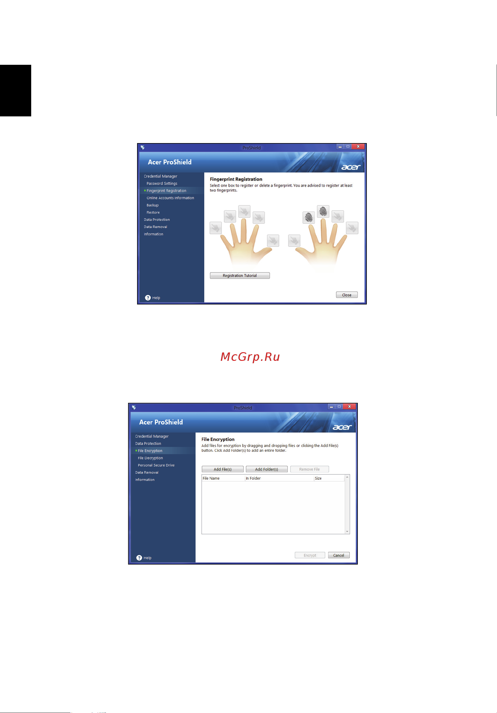 Acer TRAVELMATE P253-E [28/2736] Fingerprint registration