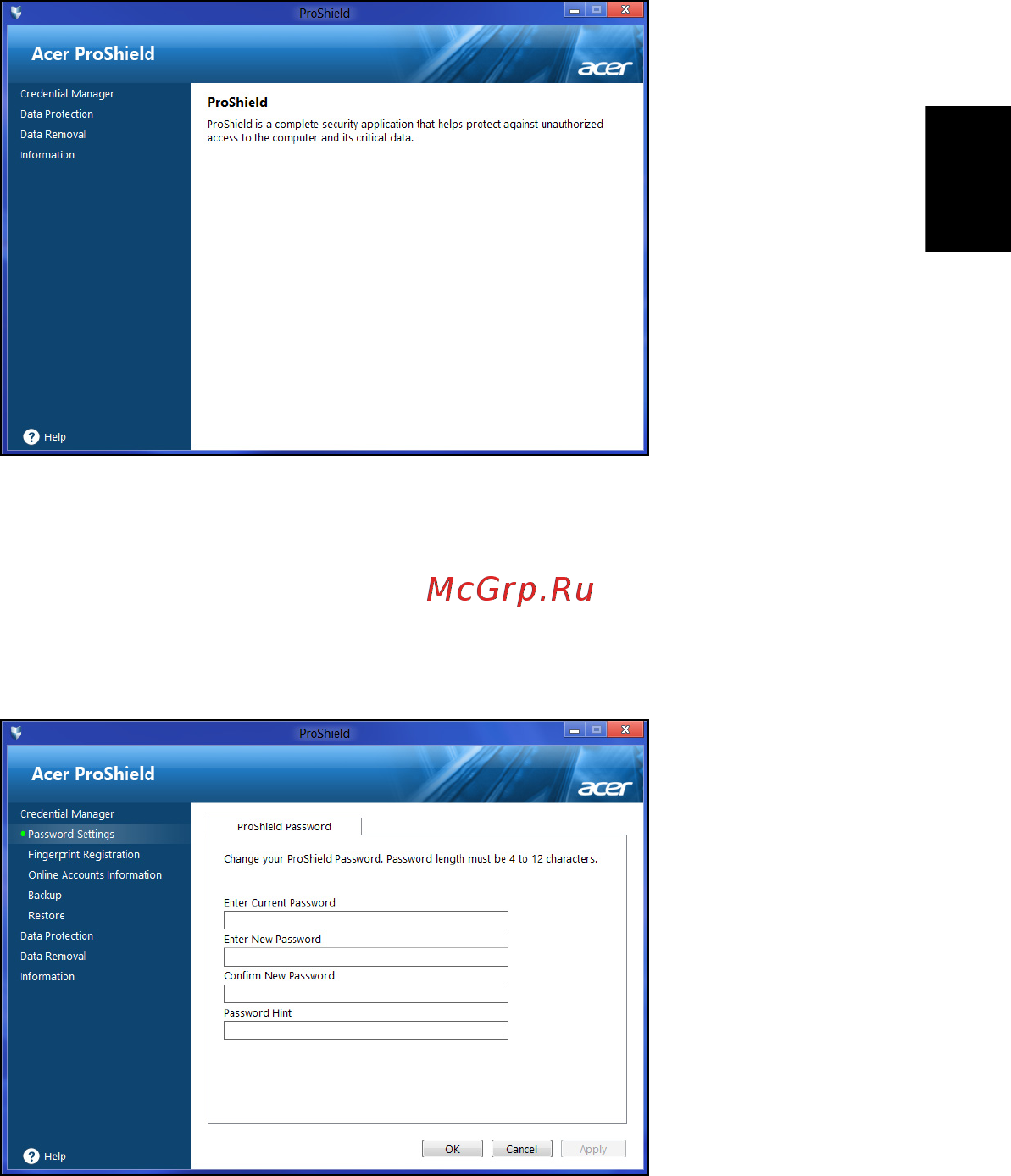 Acer TRAVELMATE P243-MG [1139/2742] Menedżer danych uwierzytelniania