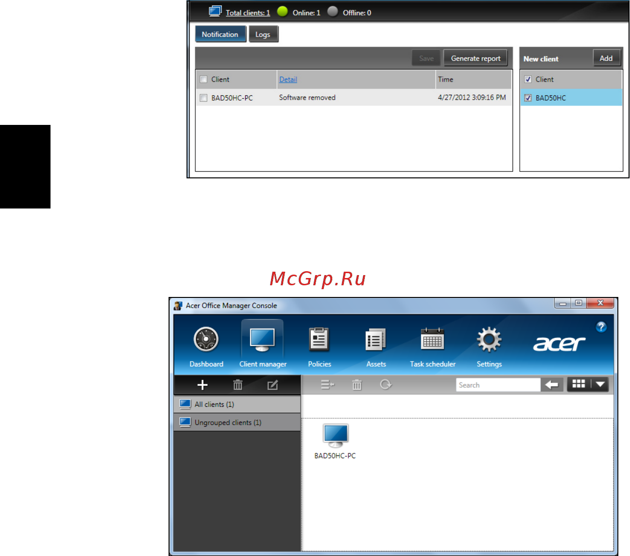 Acer TRAVELMATE P243-MG [1236/2742] Kliens kezelő