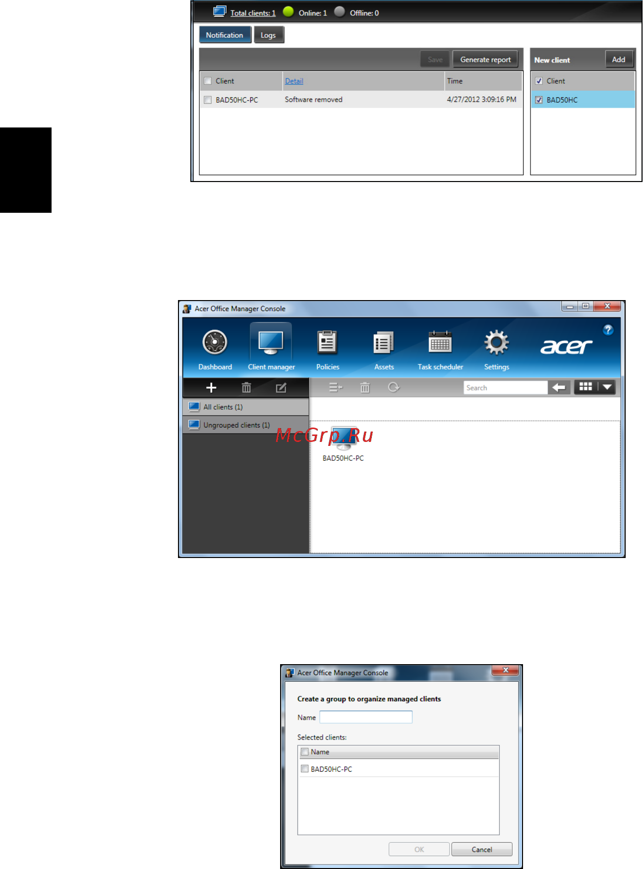 Acer TRAVELMATE P243-MG [2060/2742] Klientų tvarkytuvas