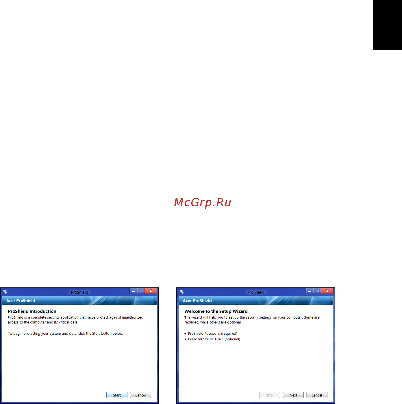 Acer TRAVELMATE P243-MG [2421/2742] Acer proshield 僅適用於特定機型