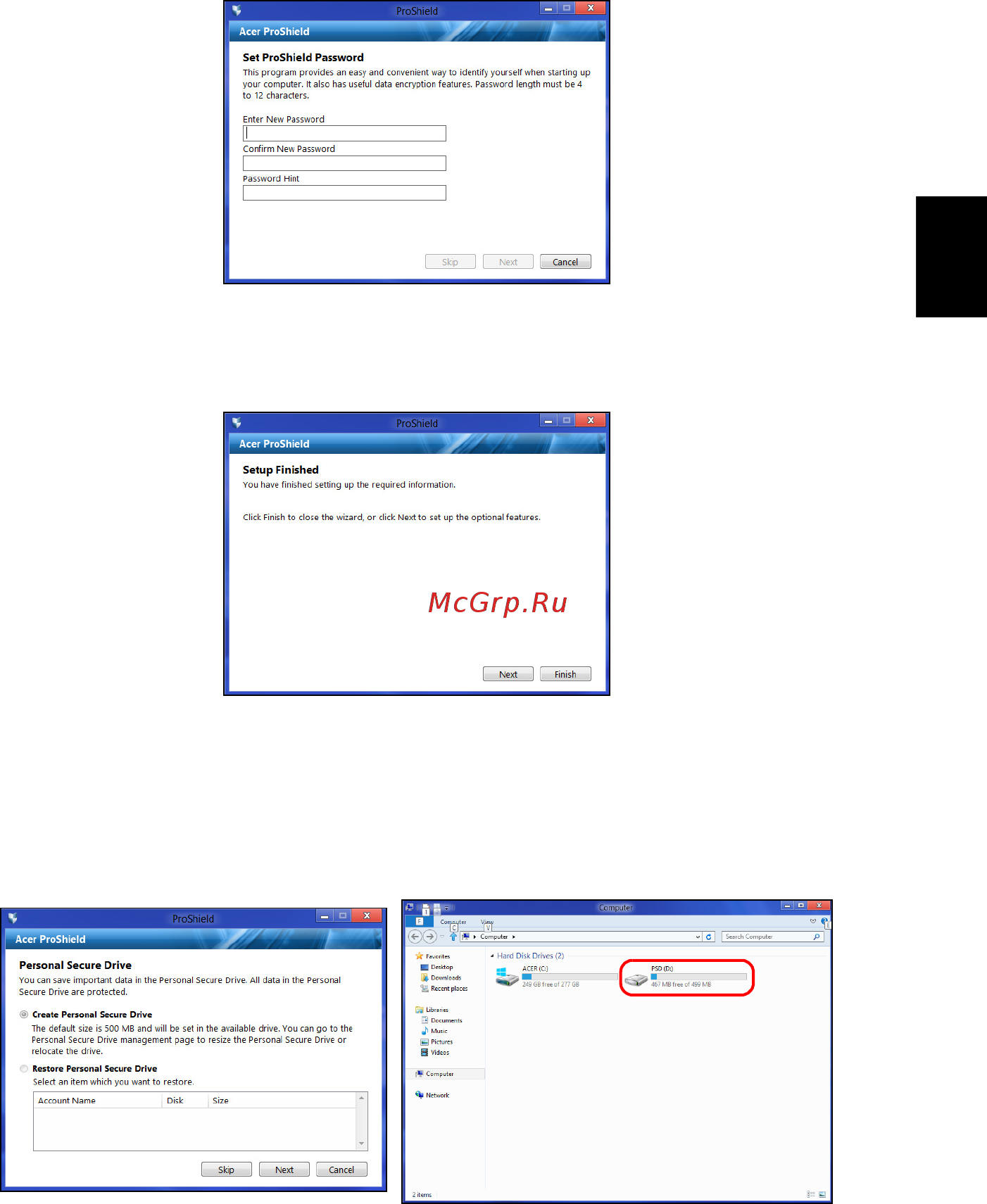 Acer TRAVELMATE P243-MG [769/2742] Personlig sikkert drev