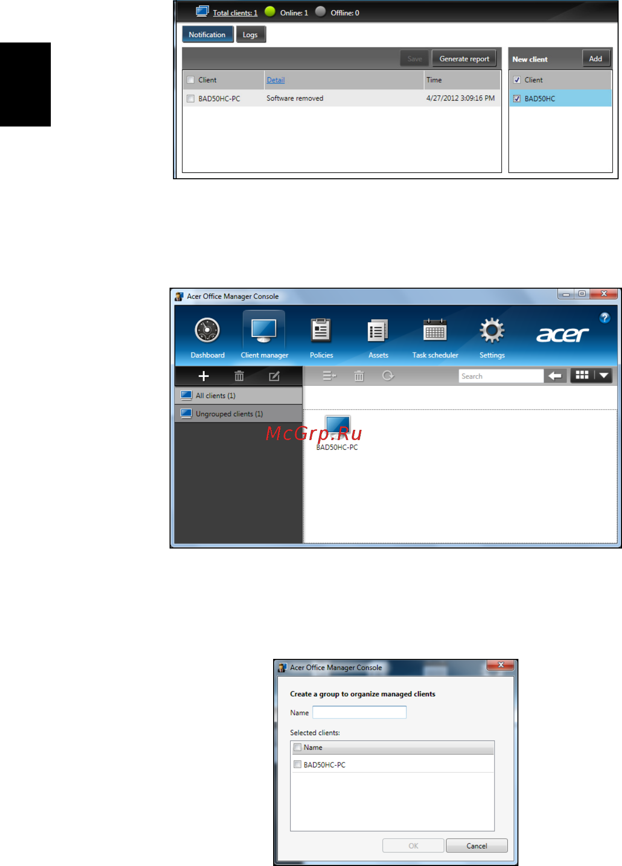 Acer TRAVELMATE B113-M [1870/2734] Kliendihaldur