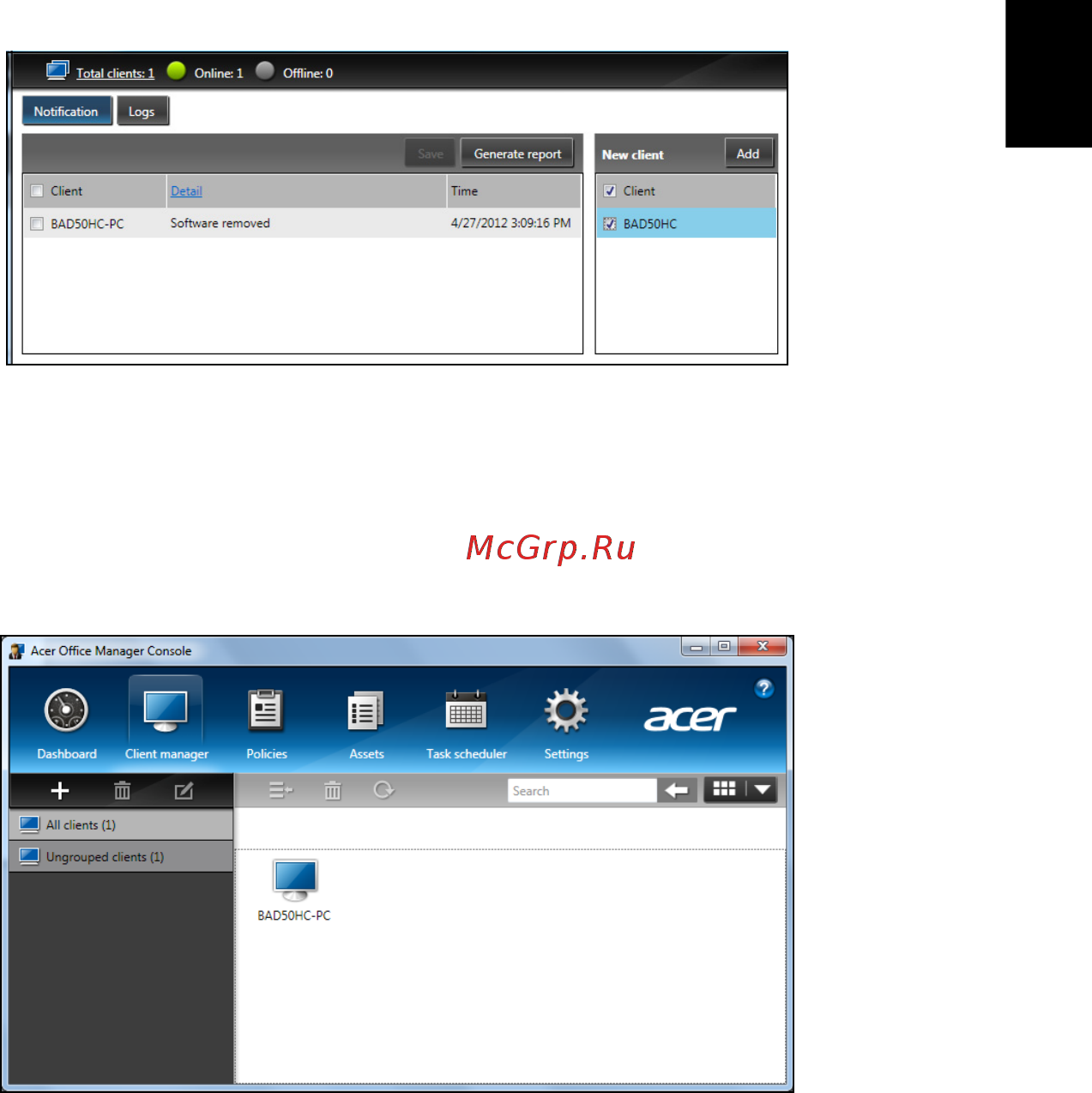 Acer TRAVELMATE B113-M [217/2734] Client manager