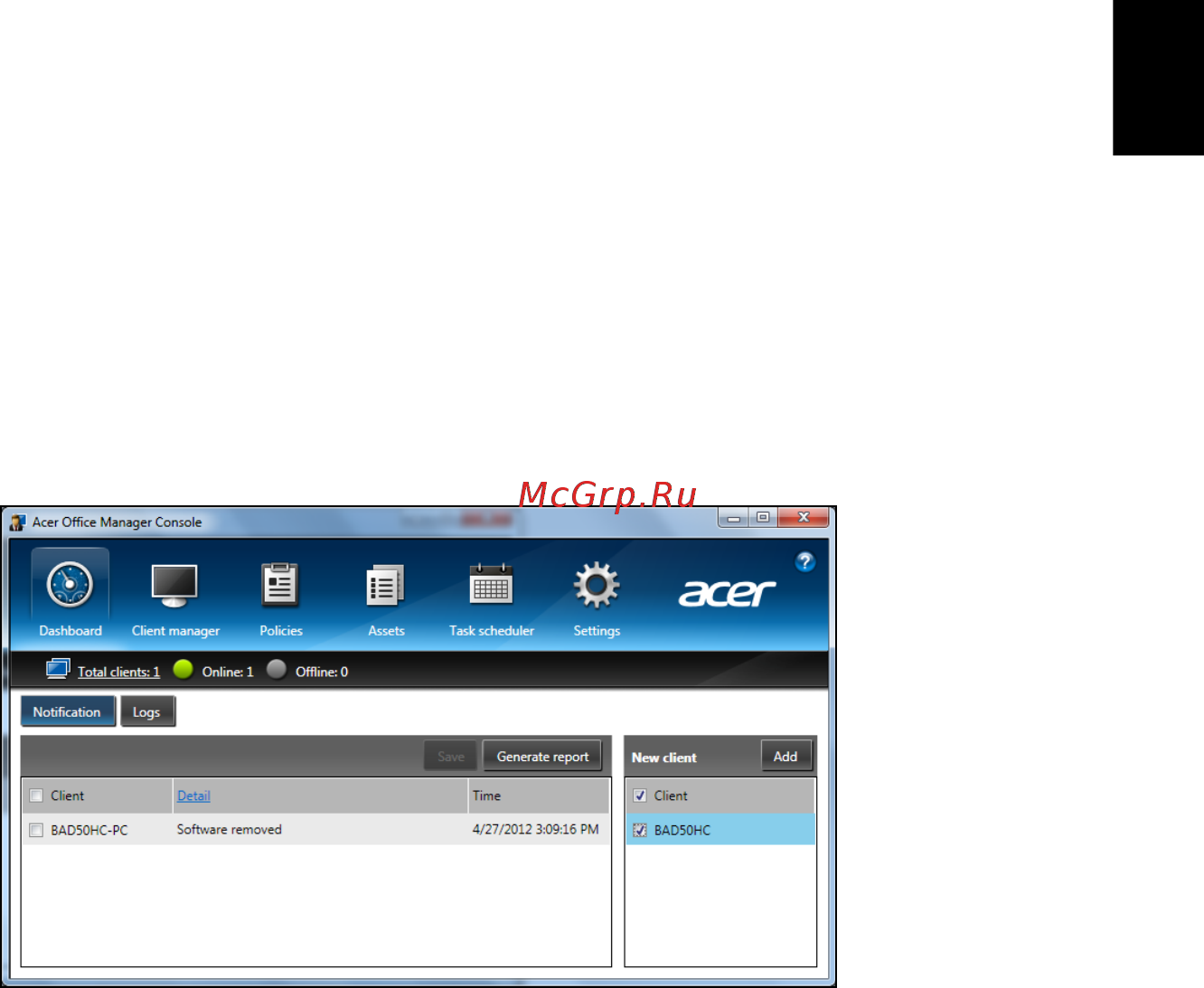 Acer TRAVELMATE B113-M [2497/2734] Acer office manager