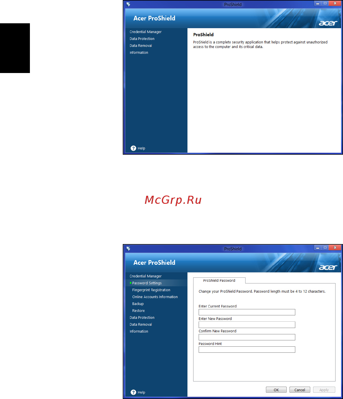 Acer TRAVELMATE B113-M [2576/2734] Manajer kredensial