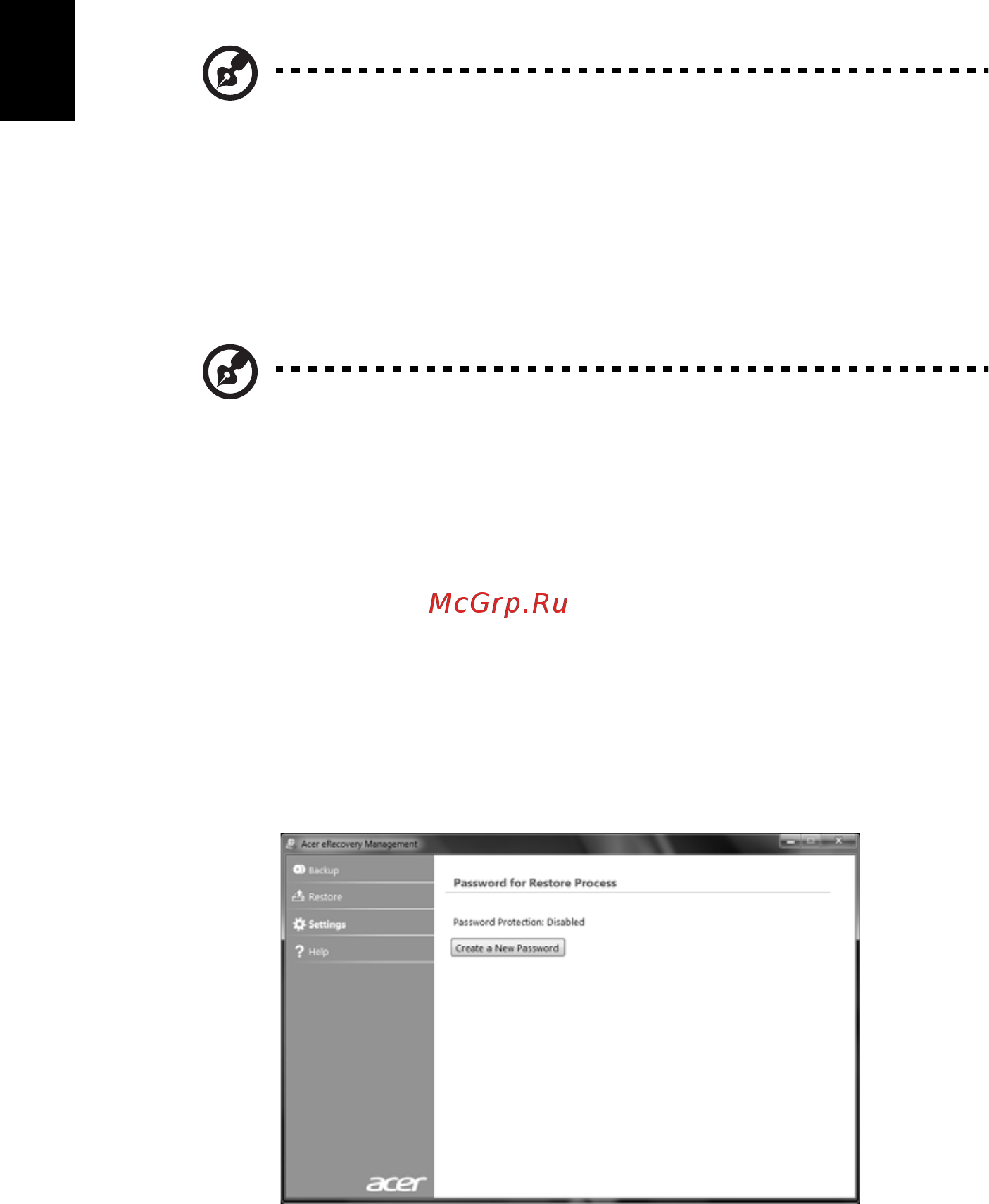 Acer TRAVELMATE 6495 [32/76] Acer erecovery management