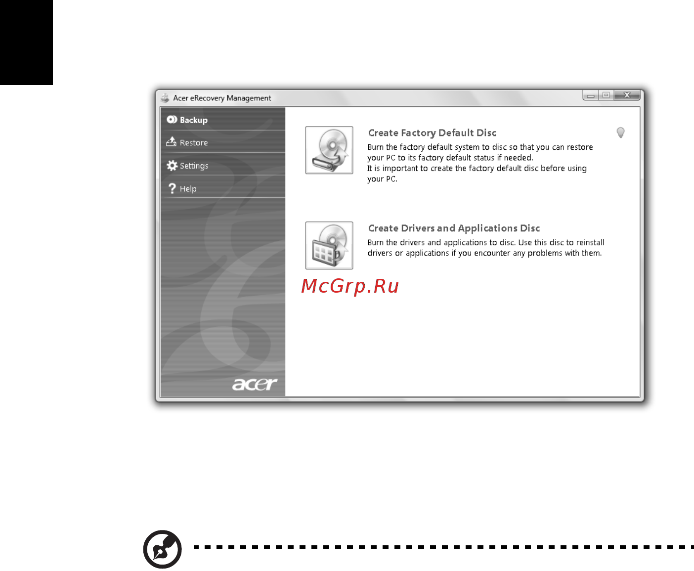 Acer TRAVELMATE 5742ZG [340/1876] Gravar disco com cópia de segurança