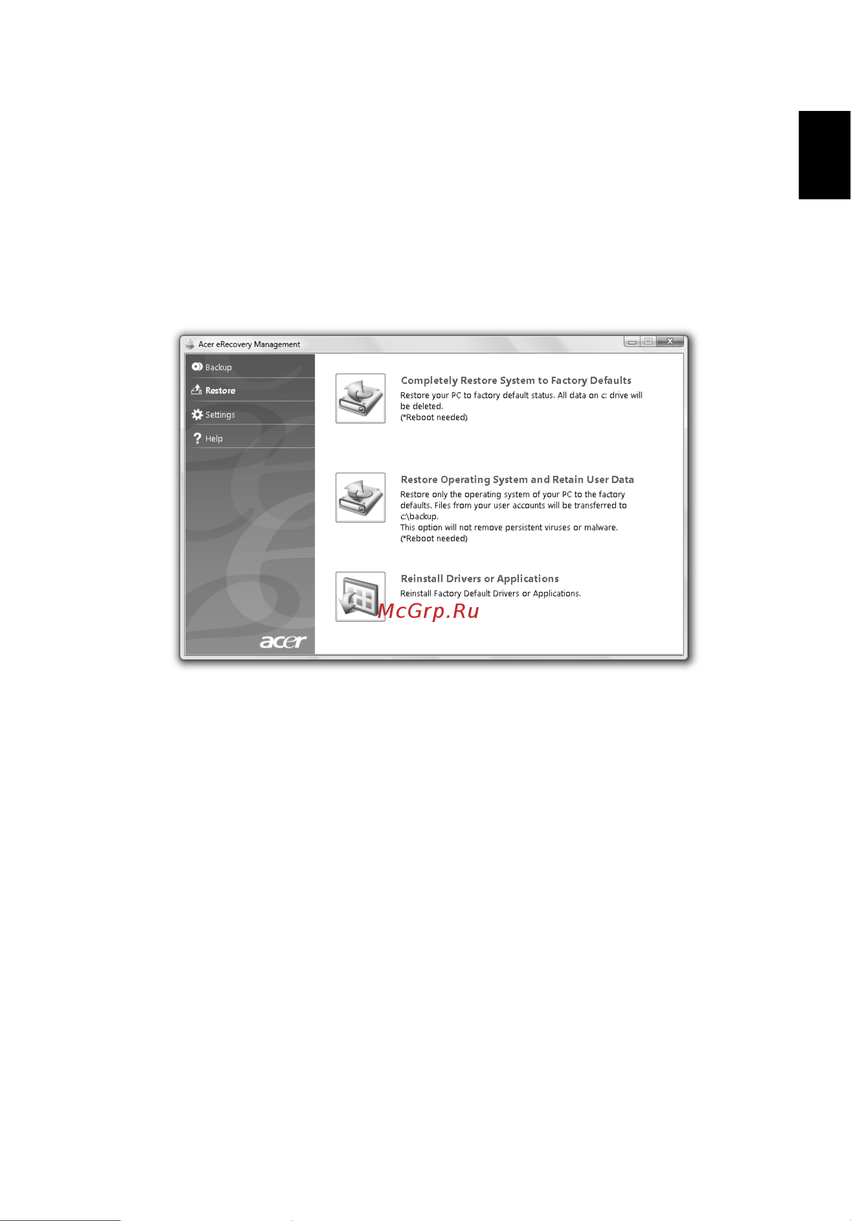 Acer TRAVELMATE 5742G [1493/1876] Geri yükleme