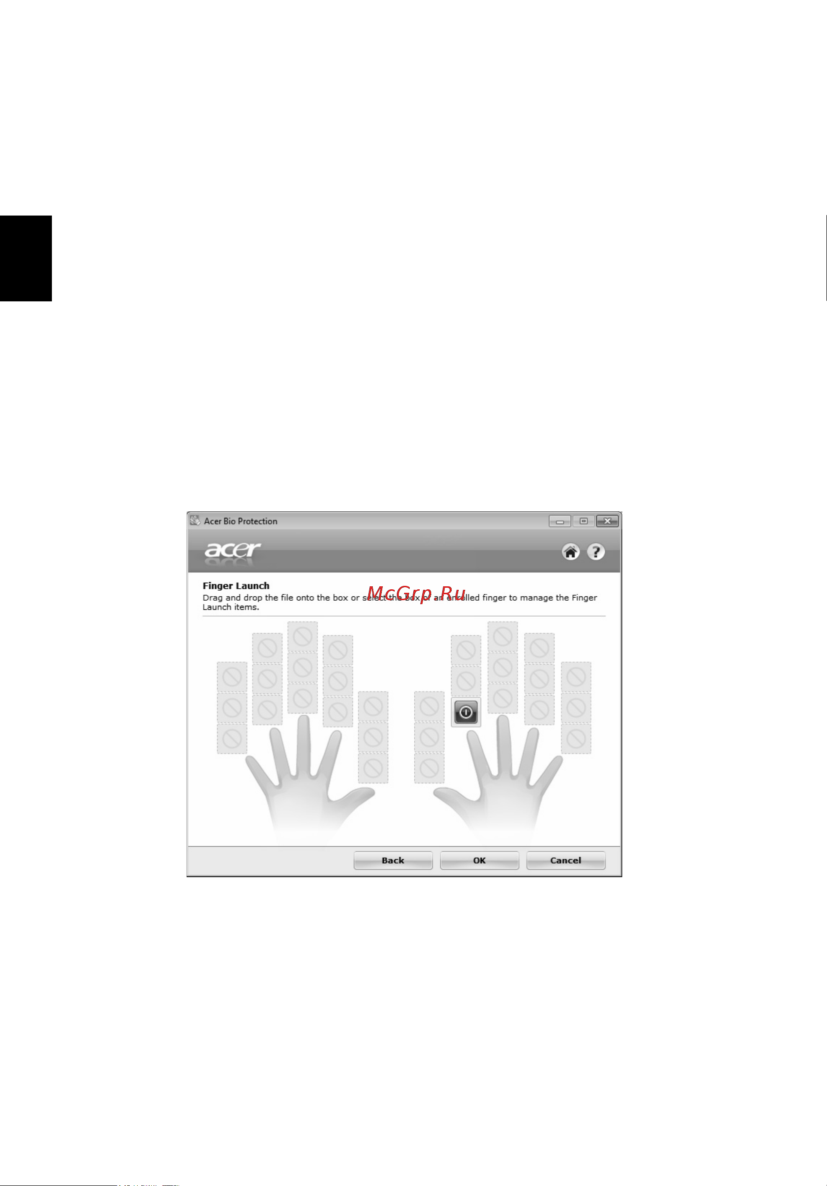 Acer TRAVELMATE 5742G [1778/1876] Acer bio protection hanya untuk model model tertentu