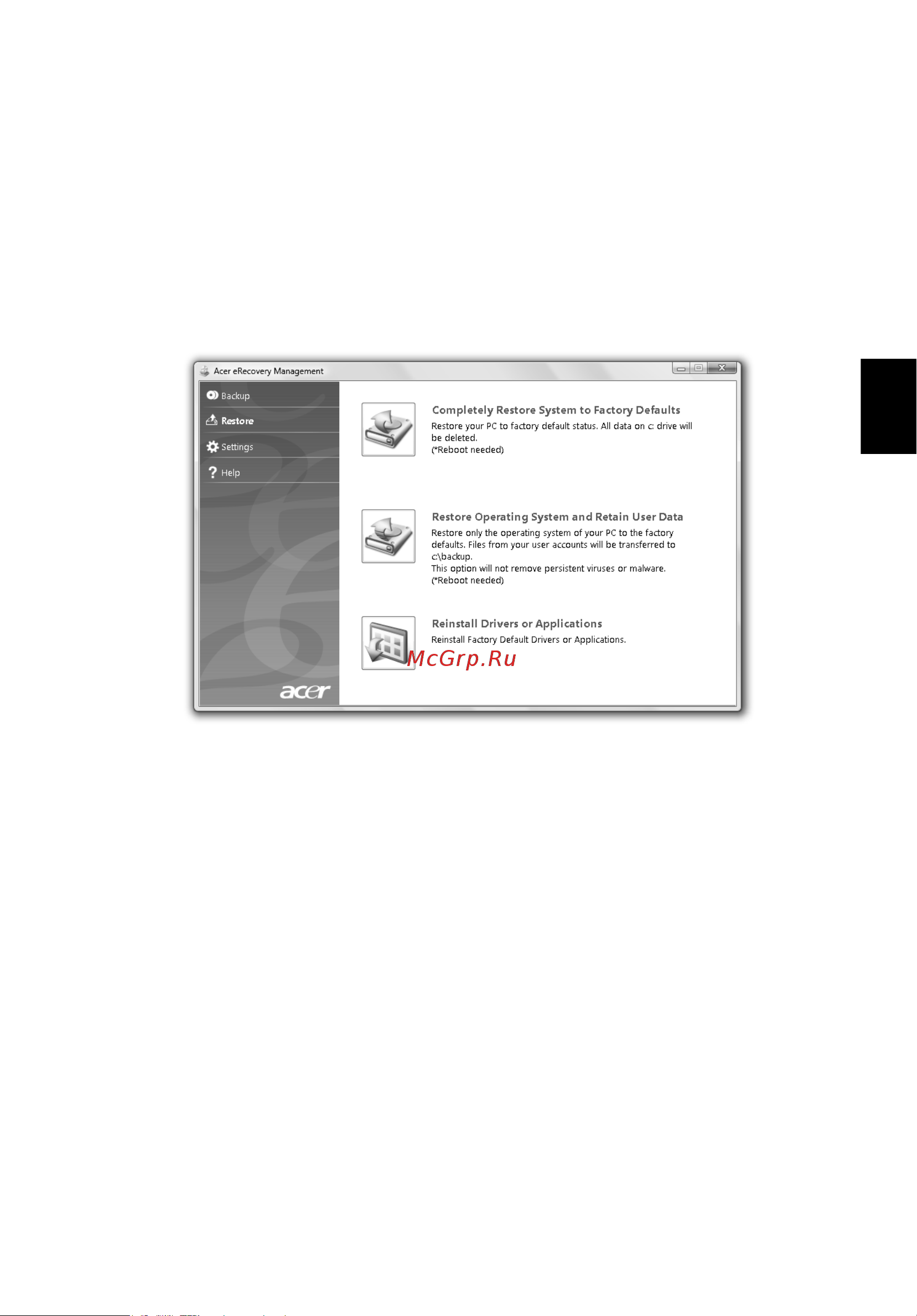 Acer TRAVELMATE 5742G [219/1876] Ripristino