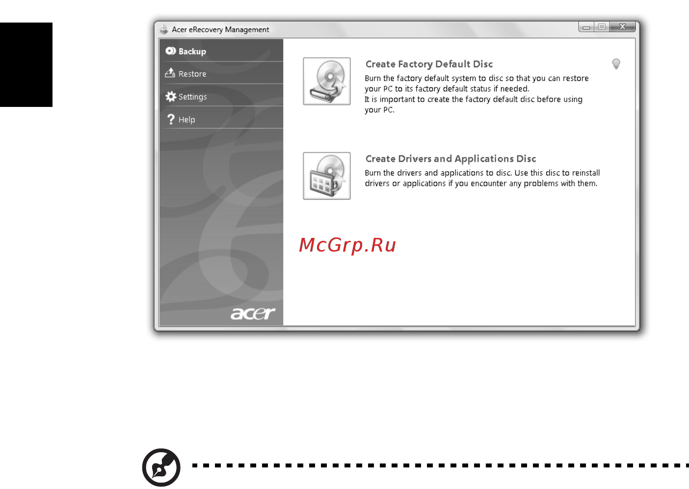 Acer TRAVELMATE 5742 [278/1876] Grabación de disco de seguridad