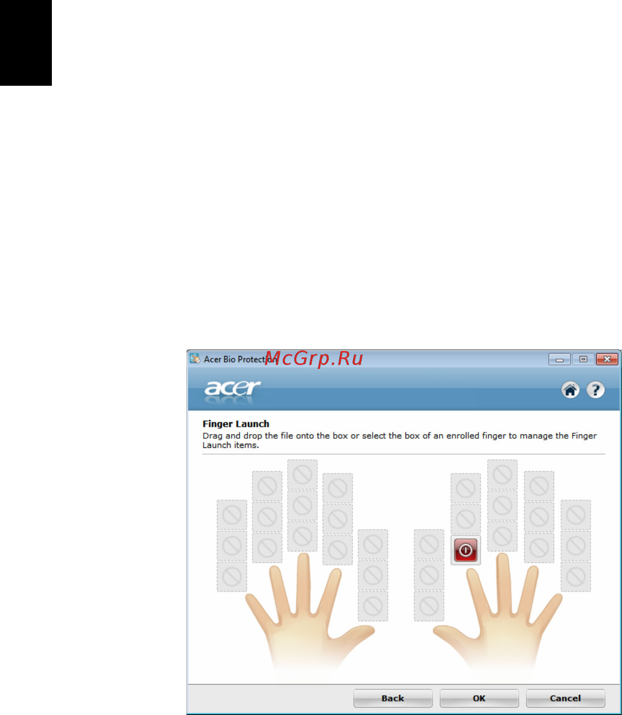 Acer TRAVELMATE 5742 [28/1876] Acer bio protection only for certain models