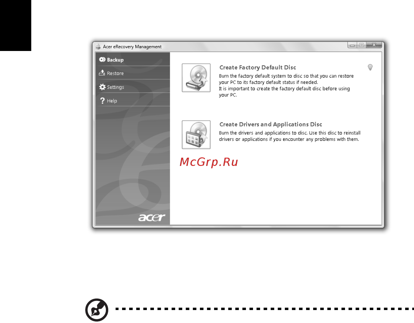 Acer TRAVELMATE 5742 [462/1876] Lag sikkerhetskopidisk