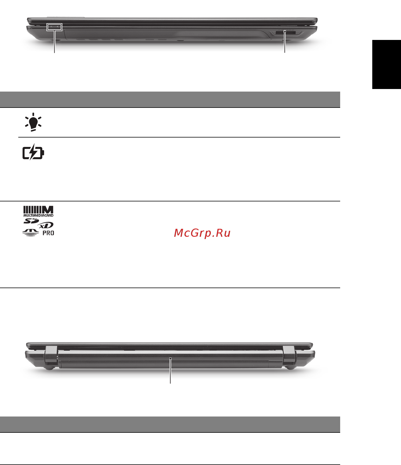Acer TRAVELMATE 5740Z [151/314] Pohled na zavřenou přední stranu