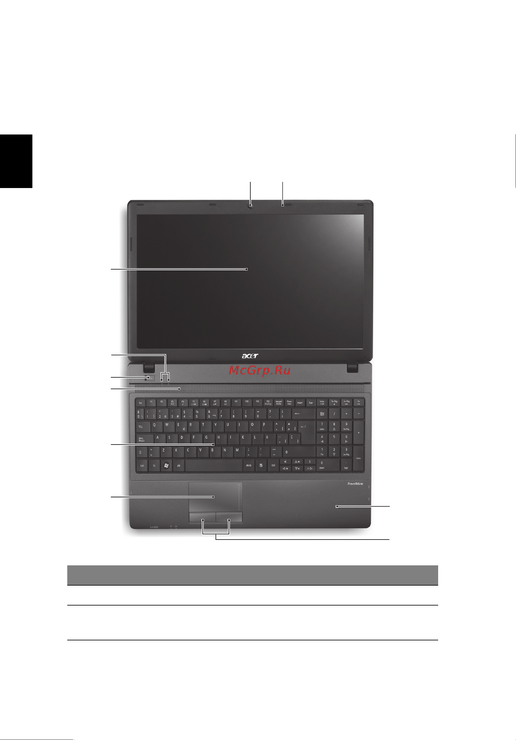 Acer TRAVELMATE 5735G [308/313] ม มมองด านบน