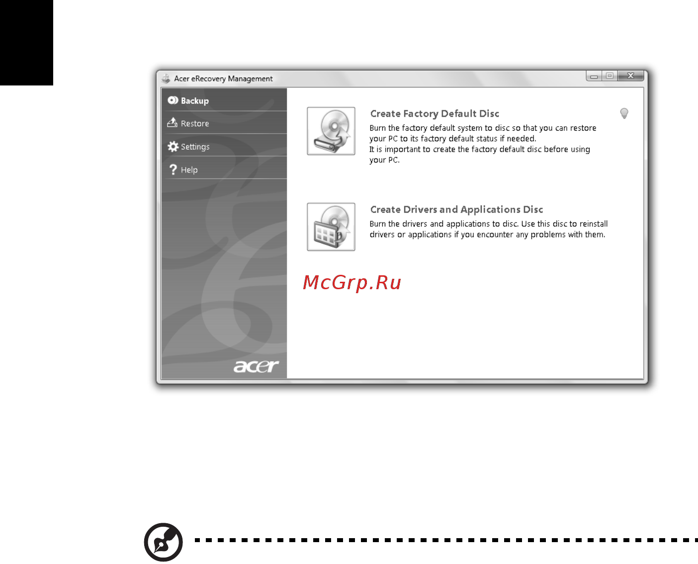 Acer TRAVELMATE 5542G [156/1876] Sicherungs disc brennen