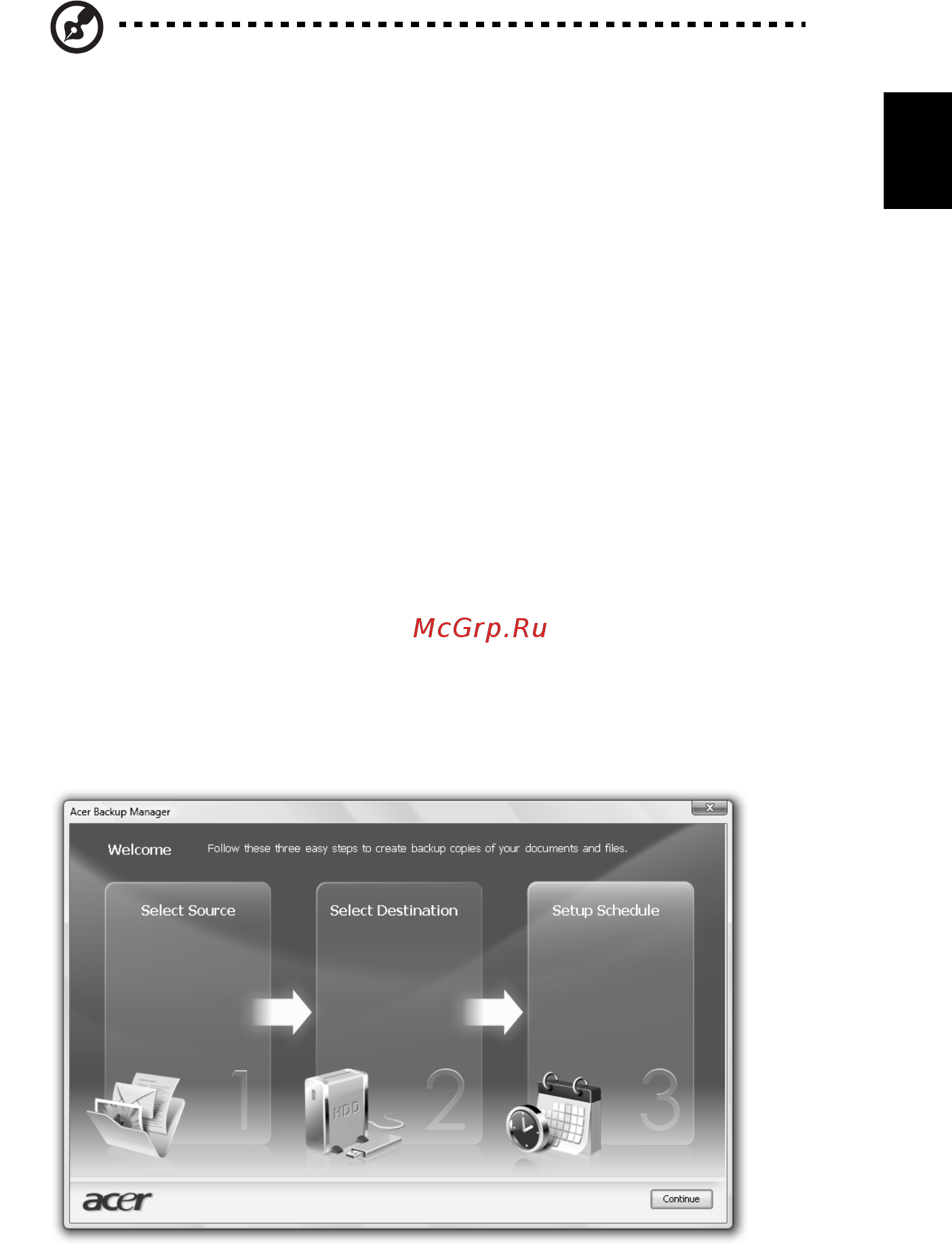 Acer TRAVELMATE 5542G [755/1876] Acer backup manager