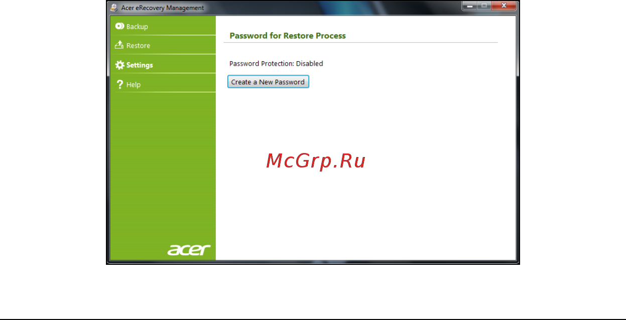 Acer TRAVELMATE 5344 [56/110] Создание резервной копии для восстановления