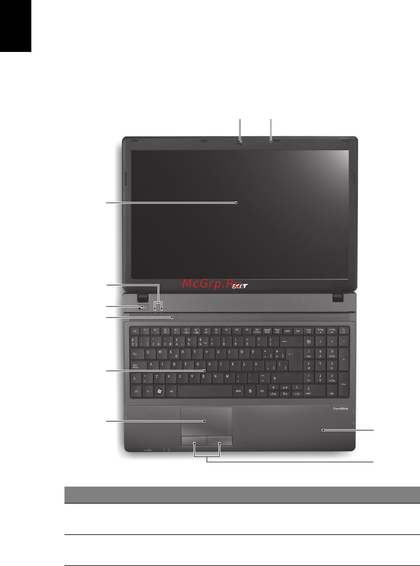 Acer TRAVELMATE 5335 [268/313] 위에서 본 모습