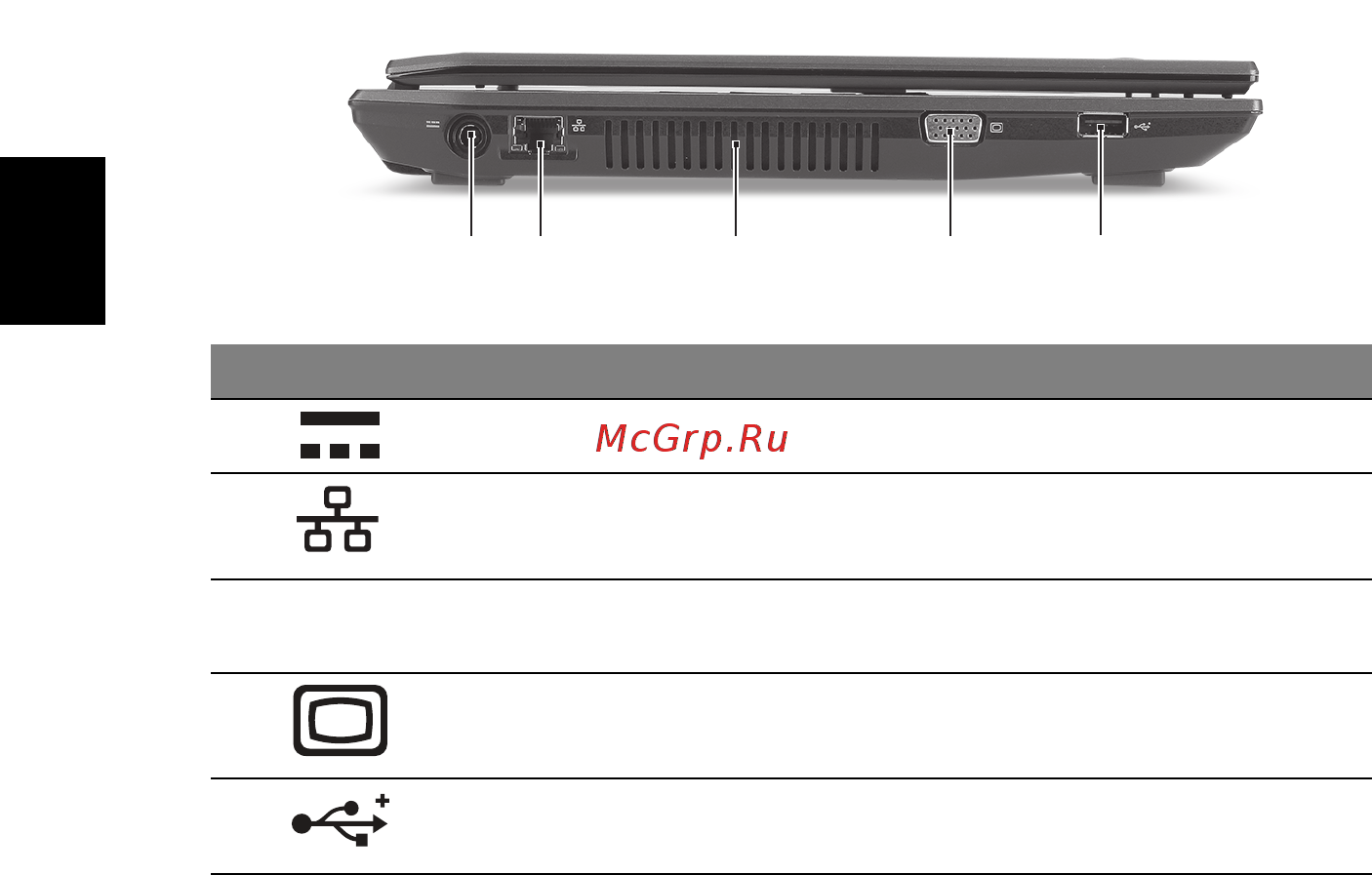 Acer TRAVELMATE 4740G [102/316] Vy från vänster