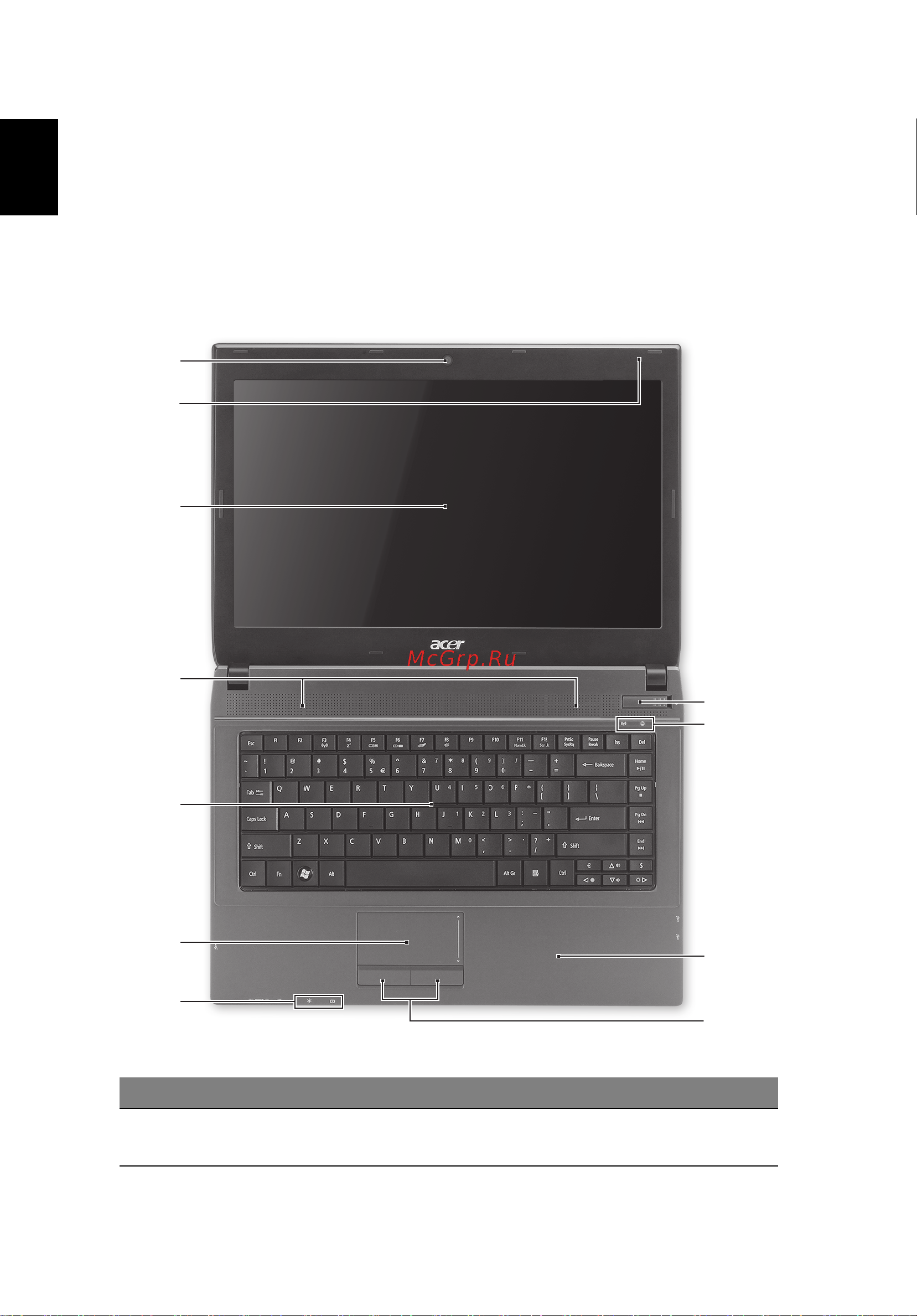 Acer TRAVELMATE 4740 [270/316] 위에서 본 모습