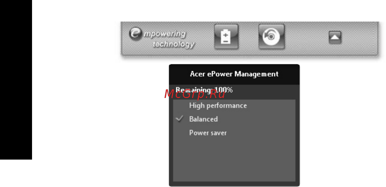 Acer TRAVELMATE 4335 [24/89] Пароль для empowering technology