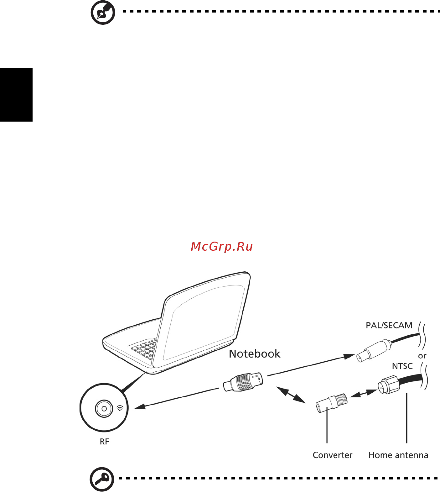 Acer ASPIRE EC-471G [1074/2484] Korzystanie z telewizora z zewnętrzną anteną lub gniazdem przewodu