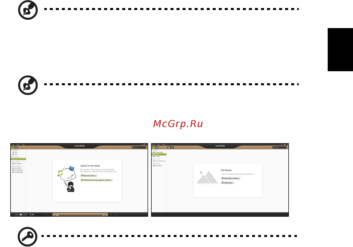 Acer ASPIRE E1-531G [1219/2484] Acer clear fi