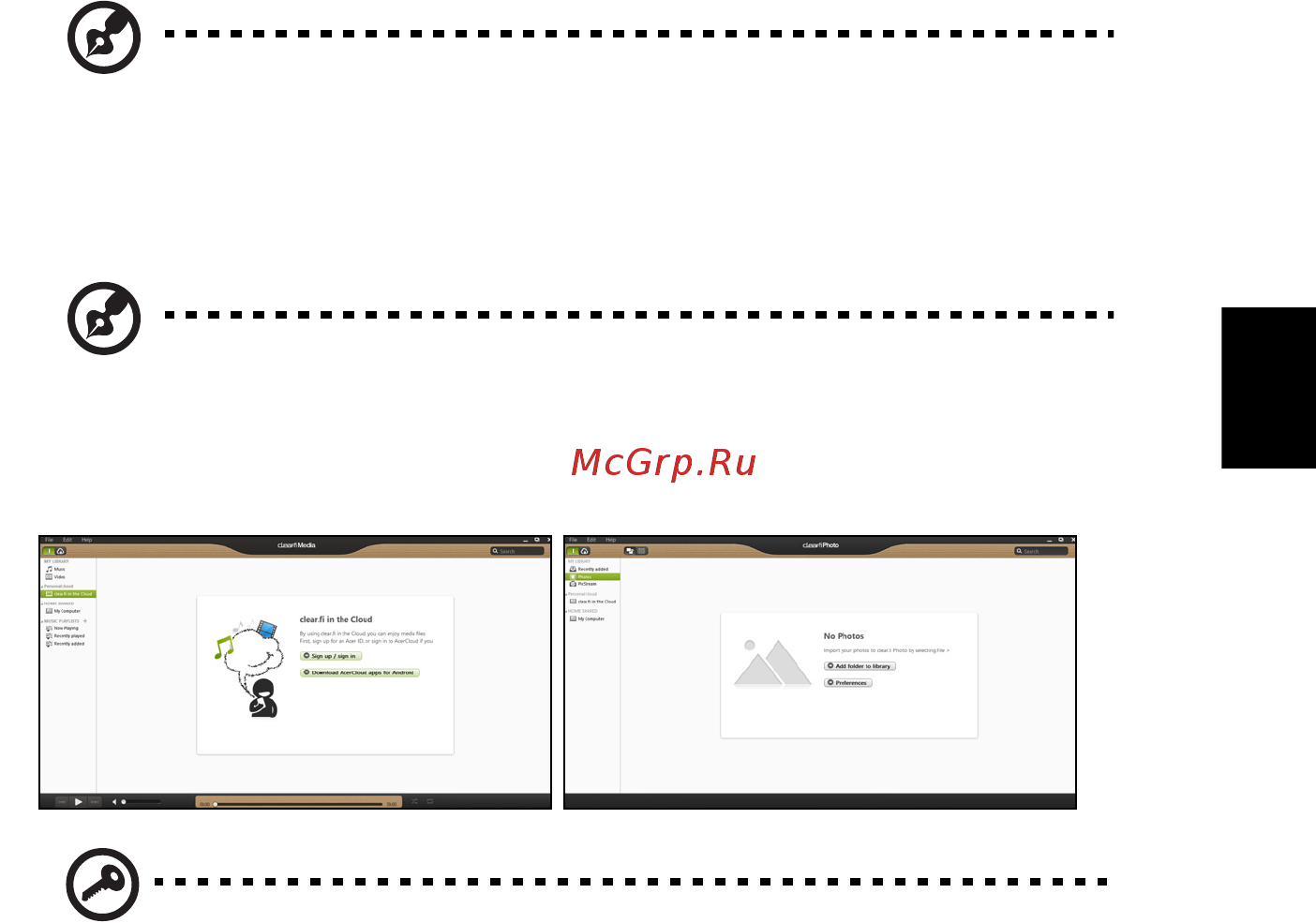 Acer ASPIRE E1-531G [1299/2484] Acer clear fi