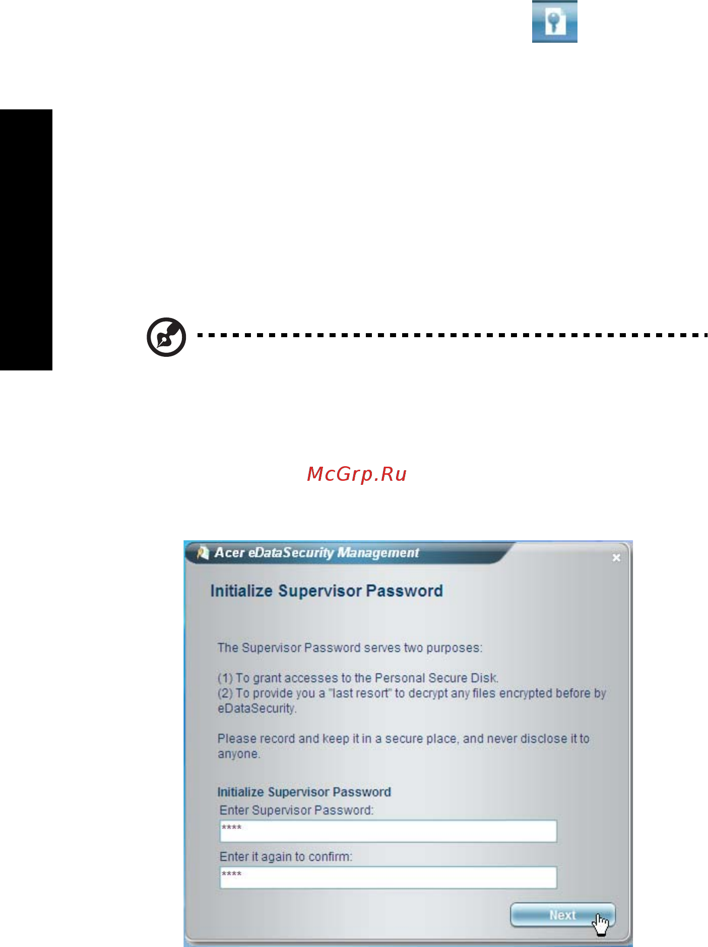 Acer ASPIRE 9110 [18/120] Acer edatasecurity management