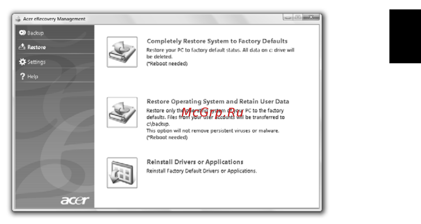 Acer ASPIRE 5745Z [1119/2217] Obnovenie