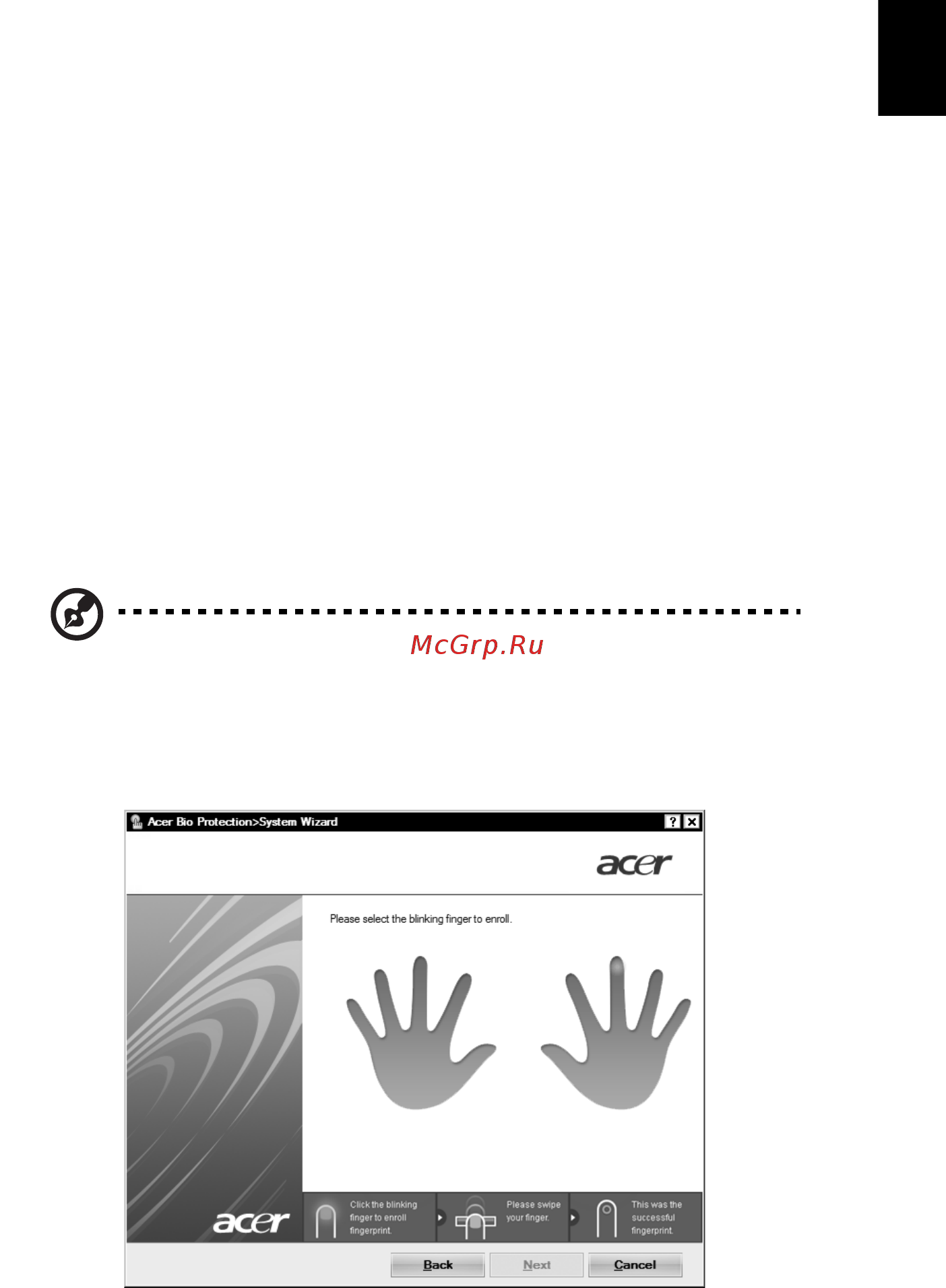Acer ASPIRE 5745Z [31/2217] Acer bio protection only for certain models