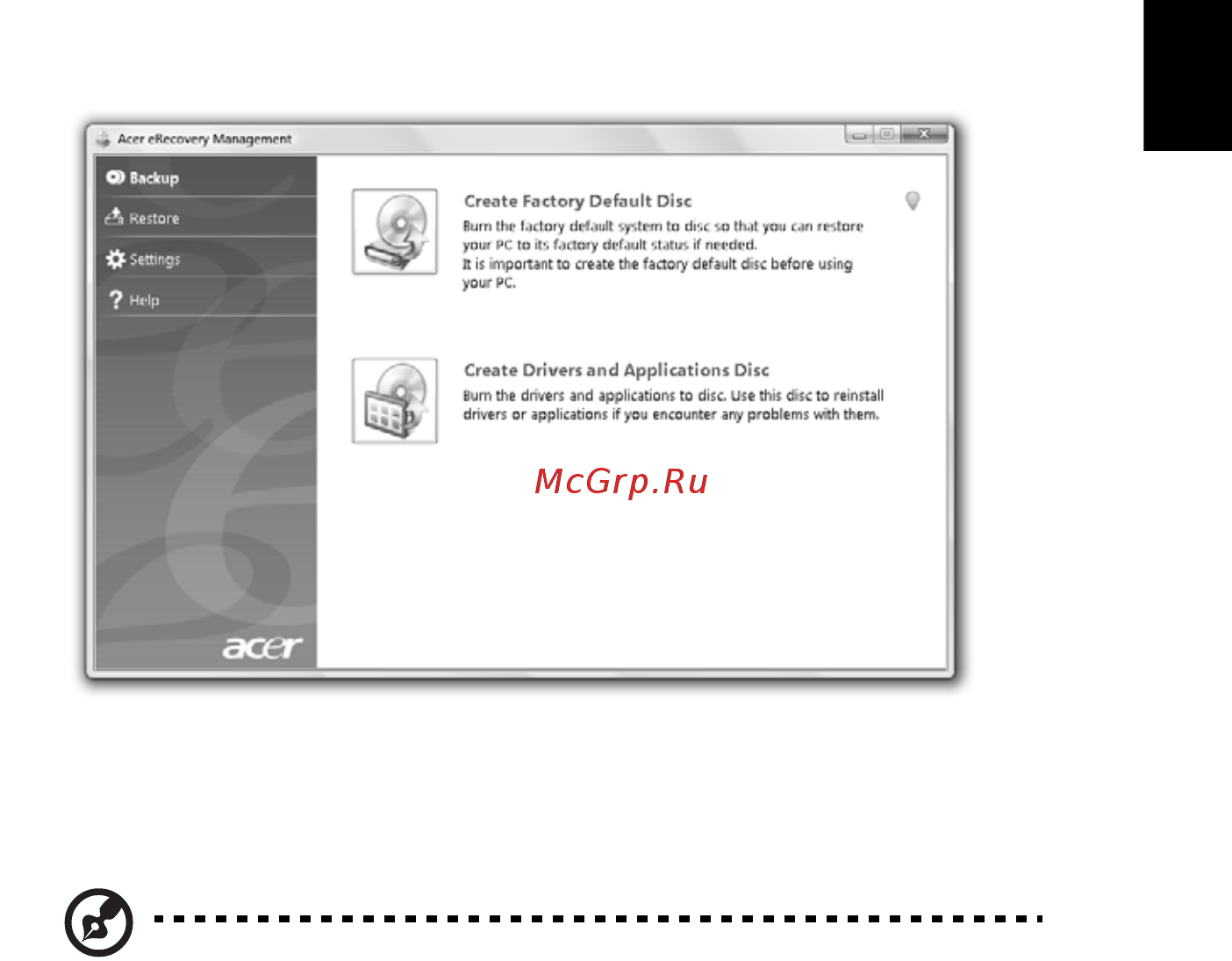 Acer ASPIRE 5745Z [549/2217] Lag sikkerhetskopidisk