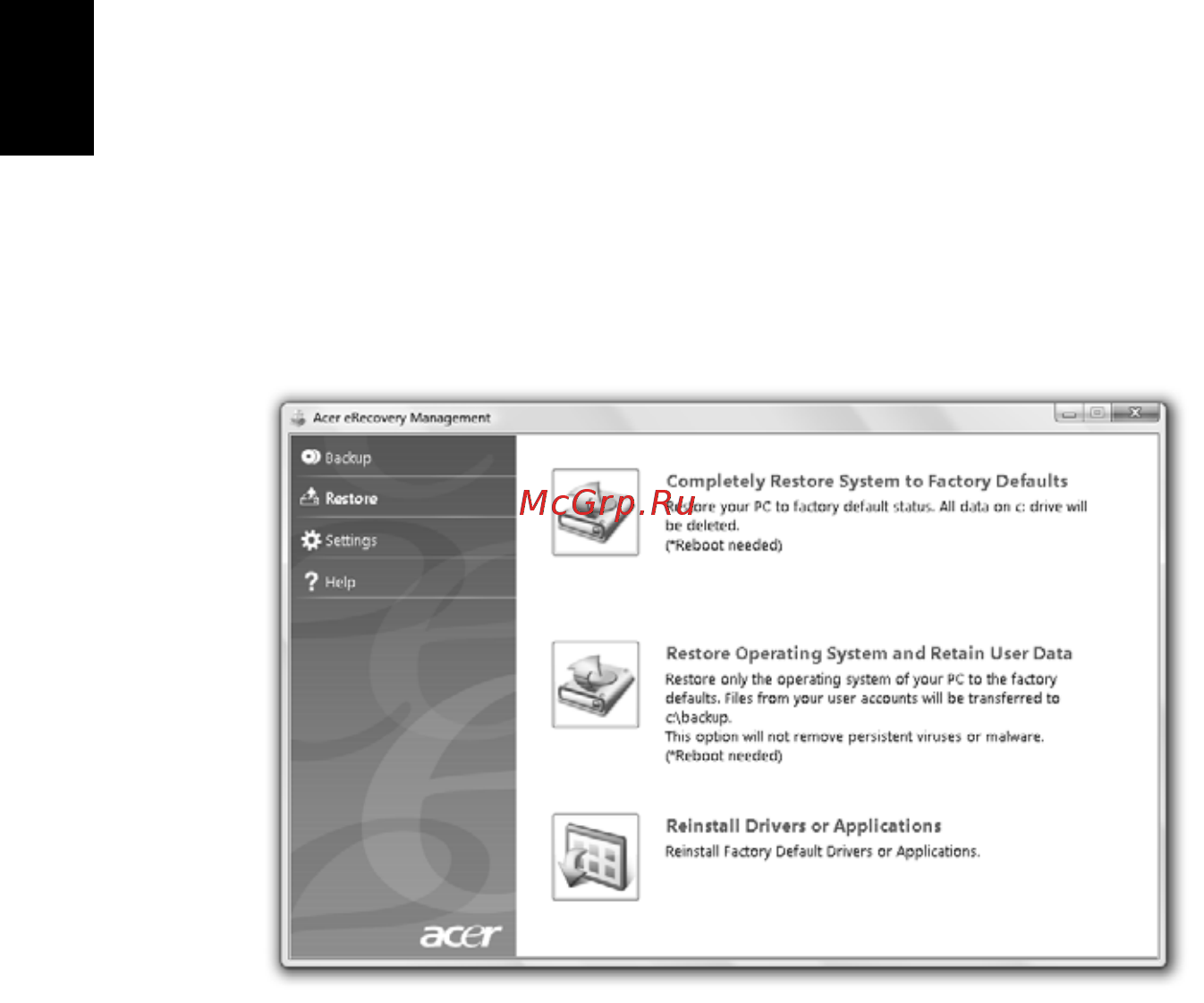 Acer ASPIRE 5745DG [1906/2217] Restore 복구